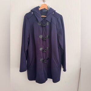 Women's Navy Toggle Pea Coat with Hood